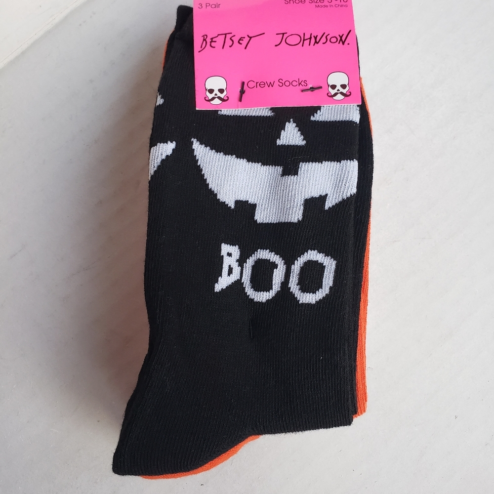 Betsey Johnson Halloween socks Jack-o-lantern Hearts
